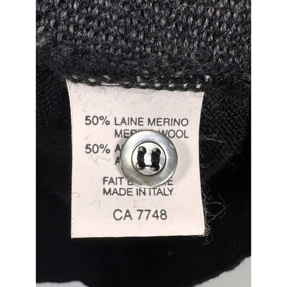 Vintage Modango Sweater Mens XL Black Gray Merino Wool Blend Long Sleeve Polo - Picture 12 of 15